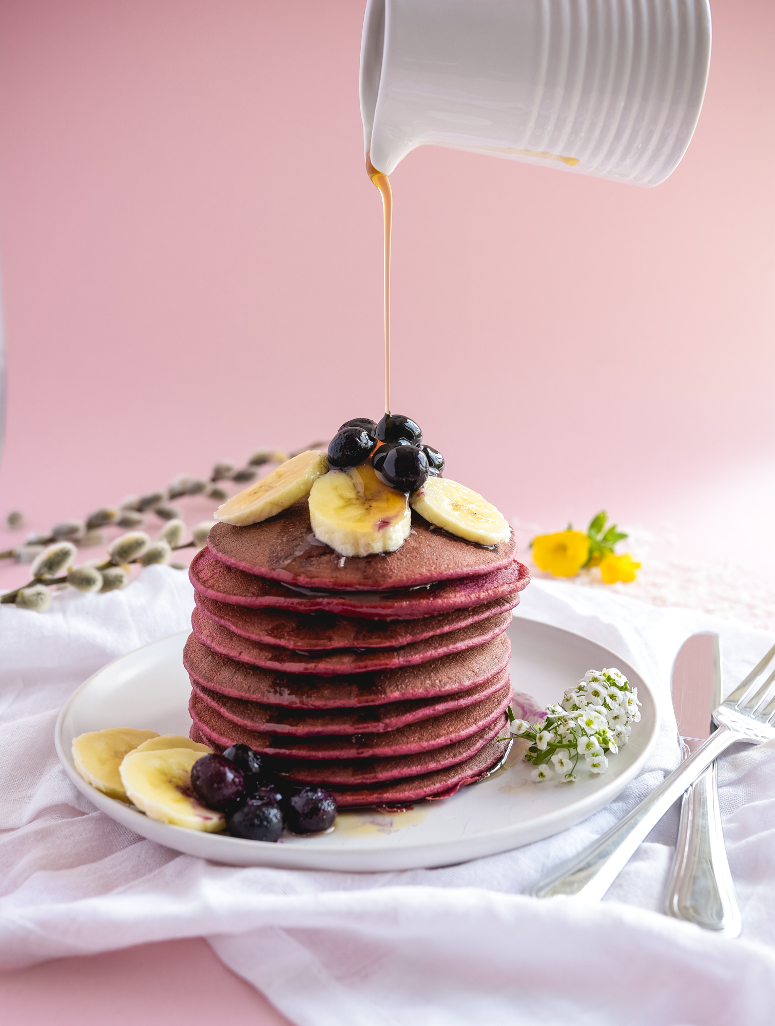 Gluten free and dairy free Beet Oat Pancakes